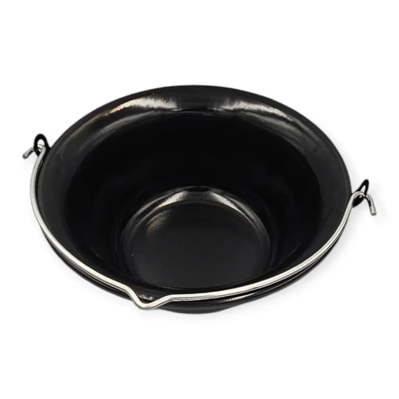 Fekete zománcozott bogrács 30 literes, fedővel, 180 cm-es teleszkópos állvánnyal